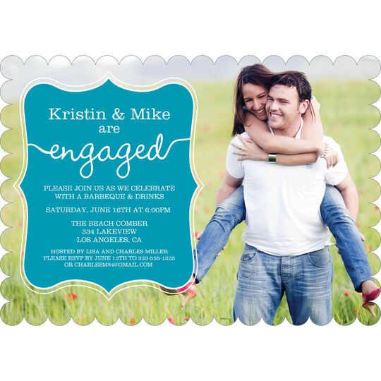 Turquoise Together Forever Engagement Invitations